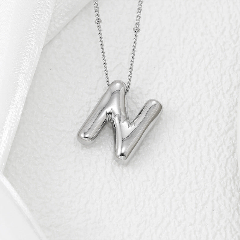 M-Z Silver Bubble Letter Necklace