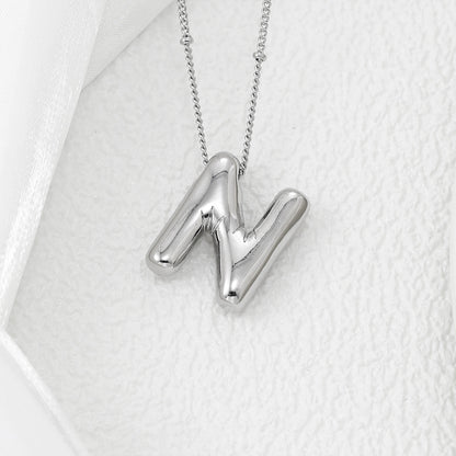 M-Z Silver Bubble Letter Necklace