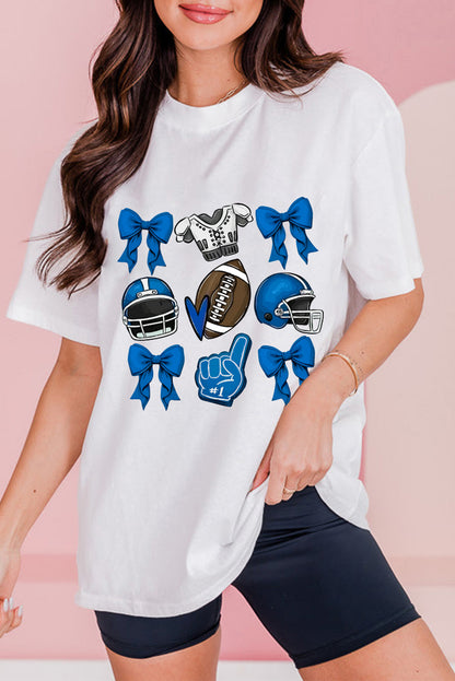 RED or BLUE Game Day Helmet Bow Graphic Tee