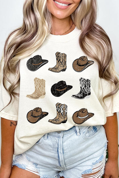 White Cowboys Boots T Shirt