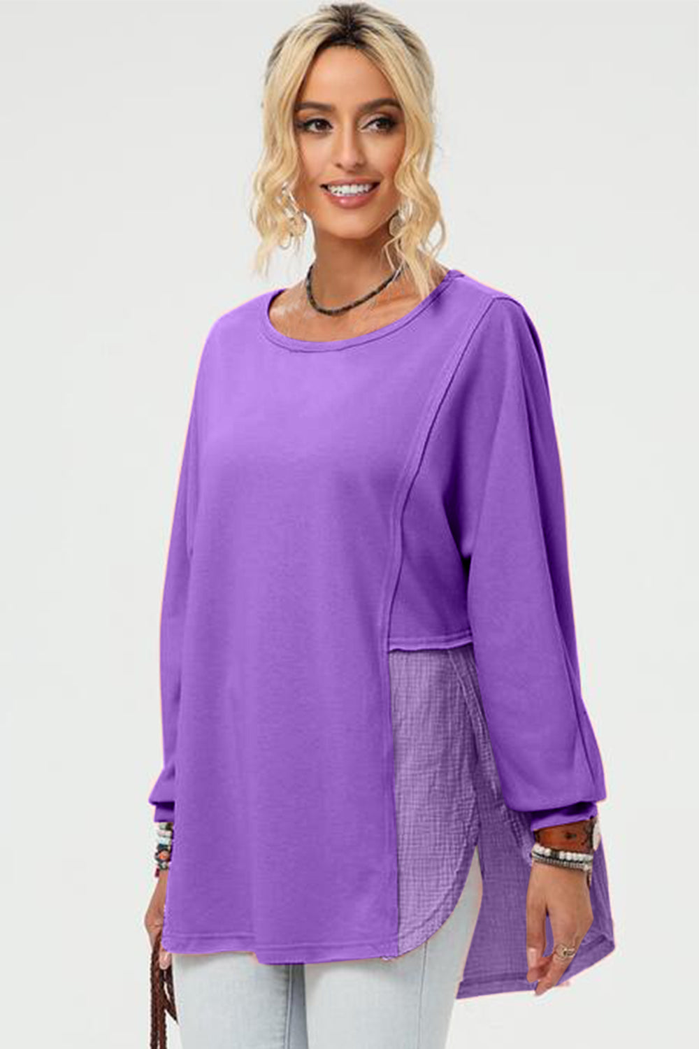 Double Take Full Size Long Sleeve High-Low T-Shirt