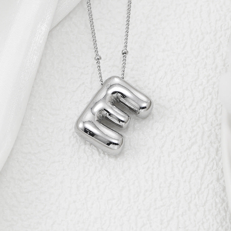 A-L Silver Bubble Letter Necklace