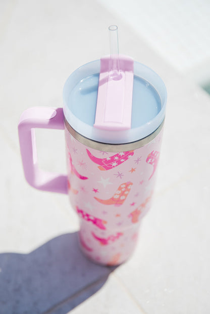 Pink Star Boot Tumbler with Straw 40oz