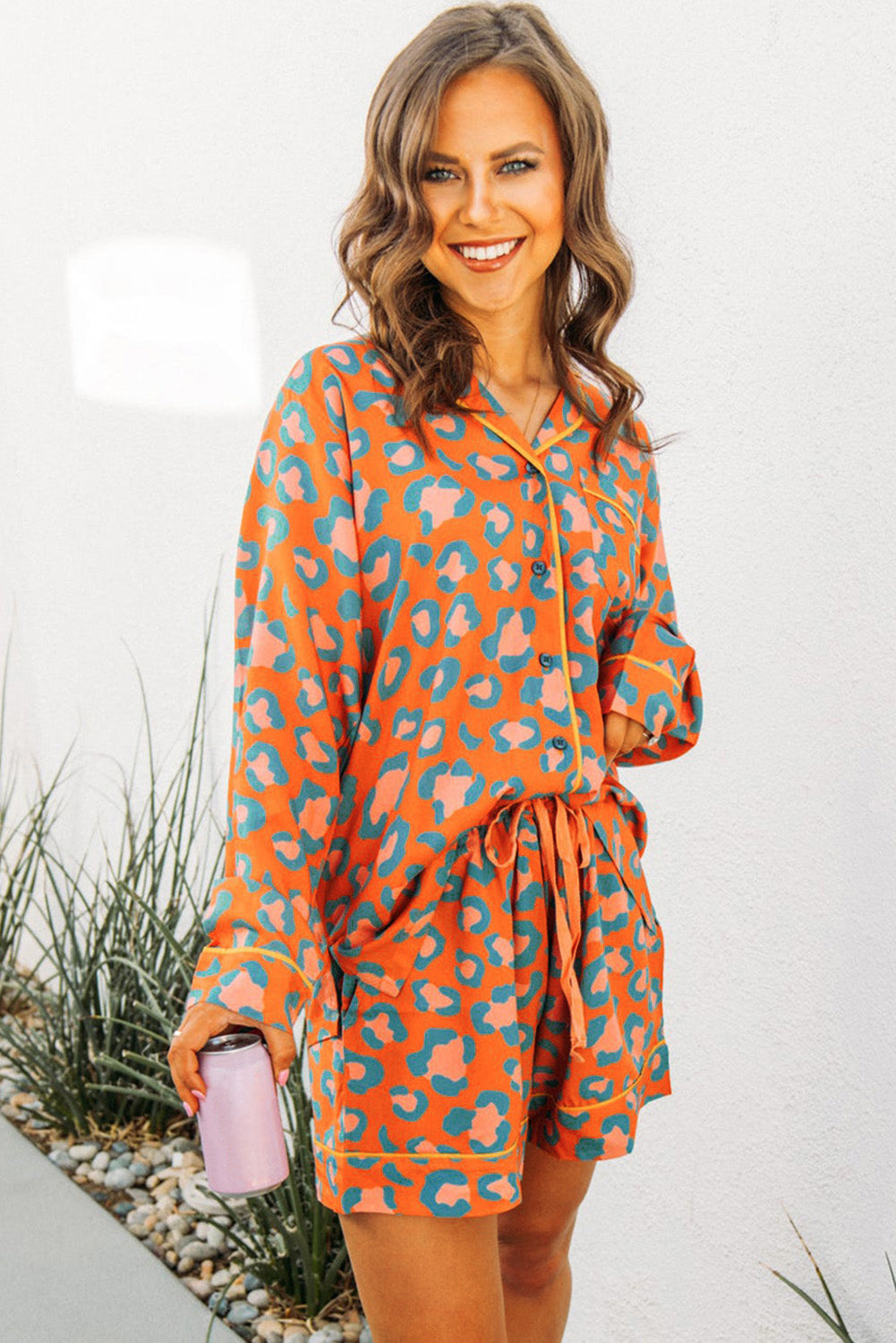 Orange Leopard Pajama Set