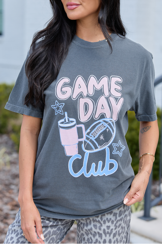 Game Day Football Club Dark Grey Comfort Colors Graphic Tee