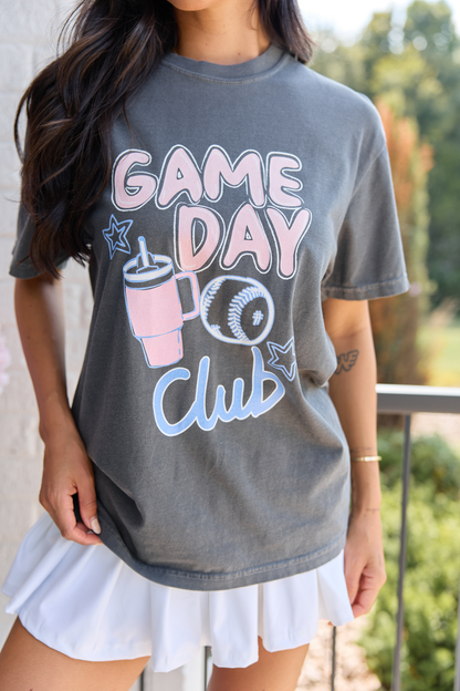 Game Day Baseball Club Dark Grey Comfort Colors Graphic Tee