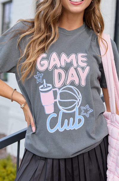 Game Day Basketball Club Dark Grey Comfort Colors Graphic Tee