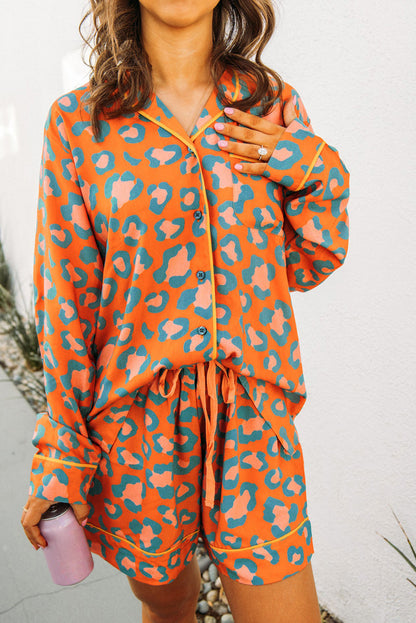 Orange Leopard Pajama Set