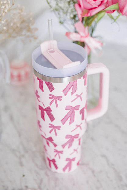 Pink Bowknot Tumbler with Handle 40oz