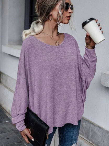 Full Size Double Tie Drop Shoulder Long Sleeve T-Shirt