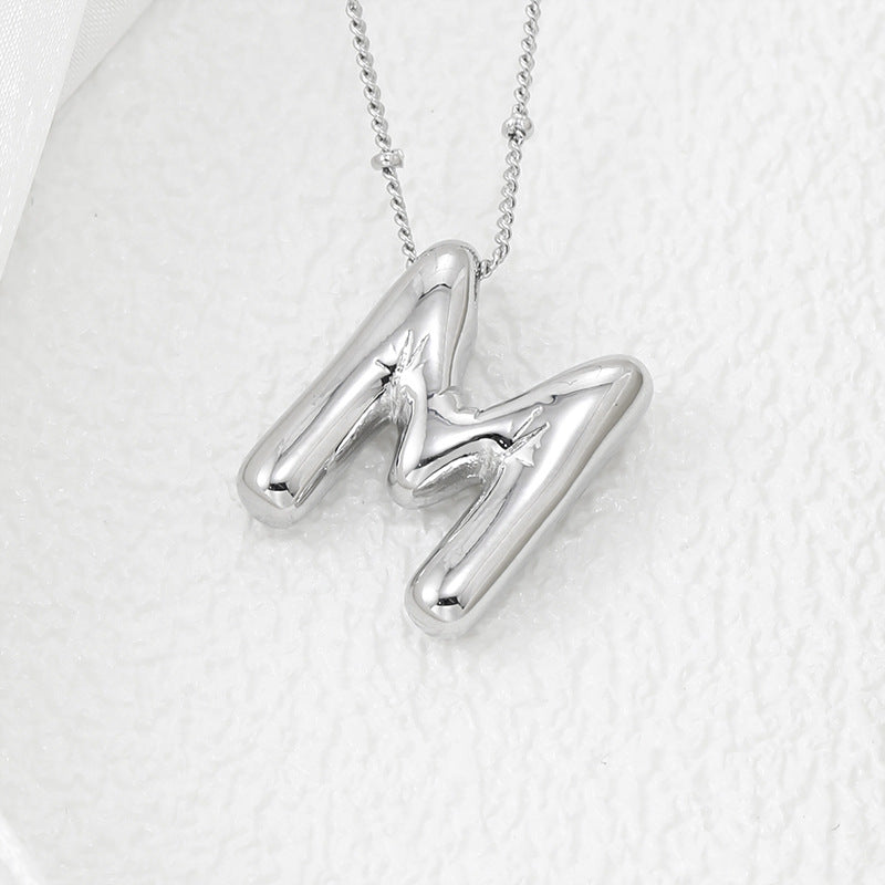 M-Z Silver Bubble Letter Necklace