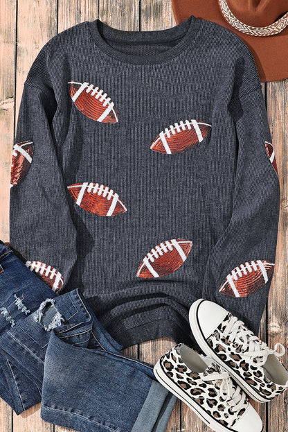 Black Sequin Game Day Sweatshirt