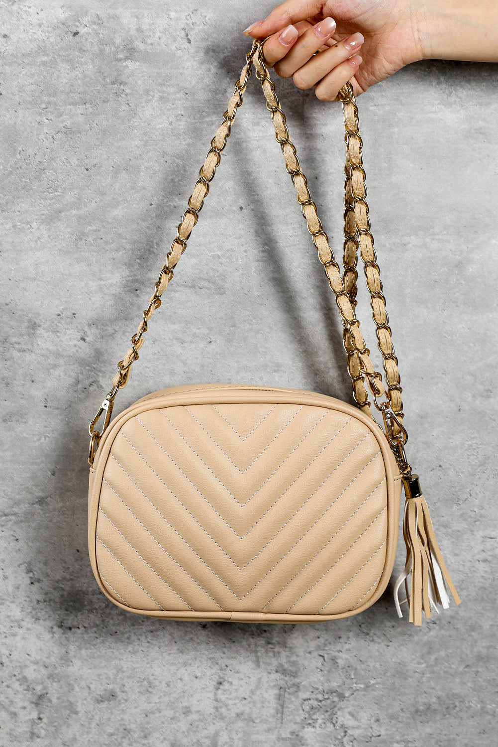 Oatmeal Chevron Shoulder Bag