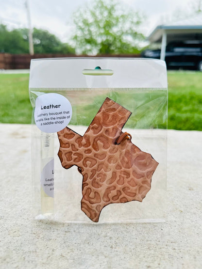 Leather Texas Air Freshener with Spray