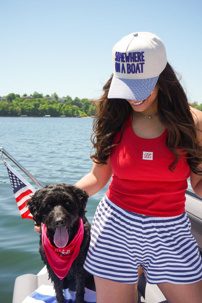 Somewhere On A Boat - Navy Stripe Trucker Hat