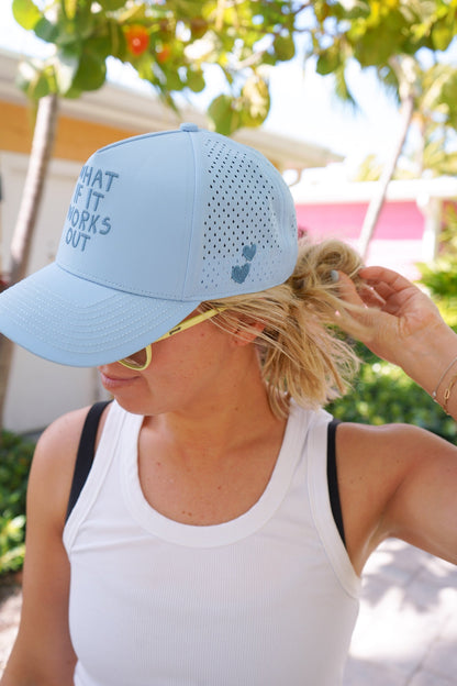 What If It Works Out - Blue Performance Trucker Hat