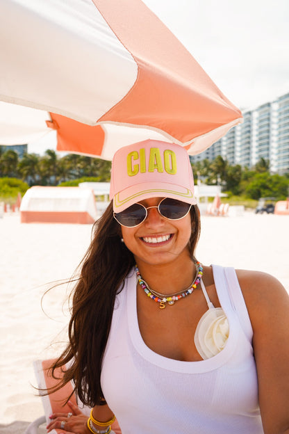 Ciao - Pink Canvas Trucker Hat