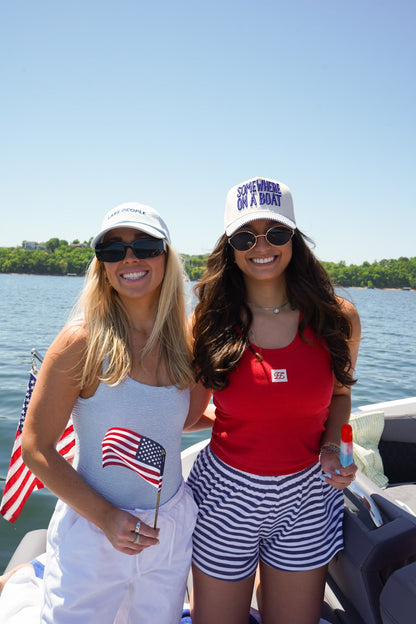 Somewhere On A Boat - Navy Stripe Trucker Hat