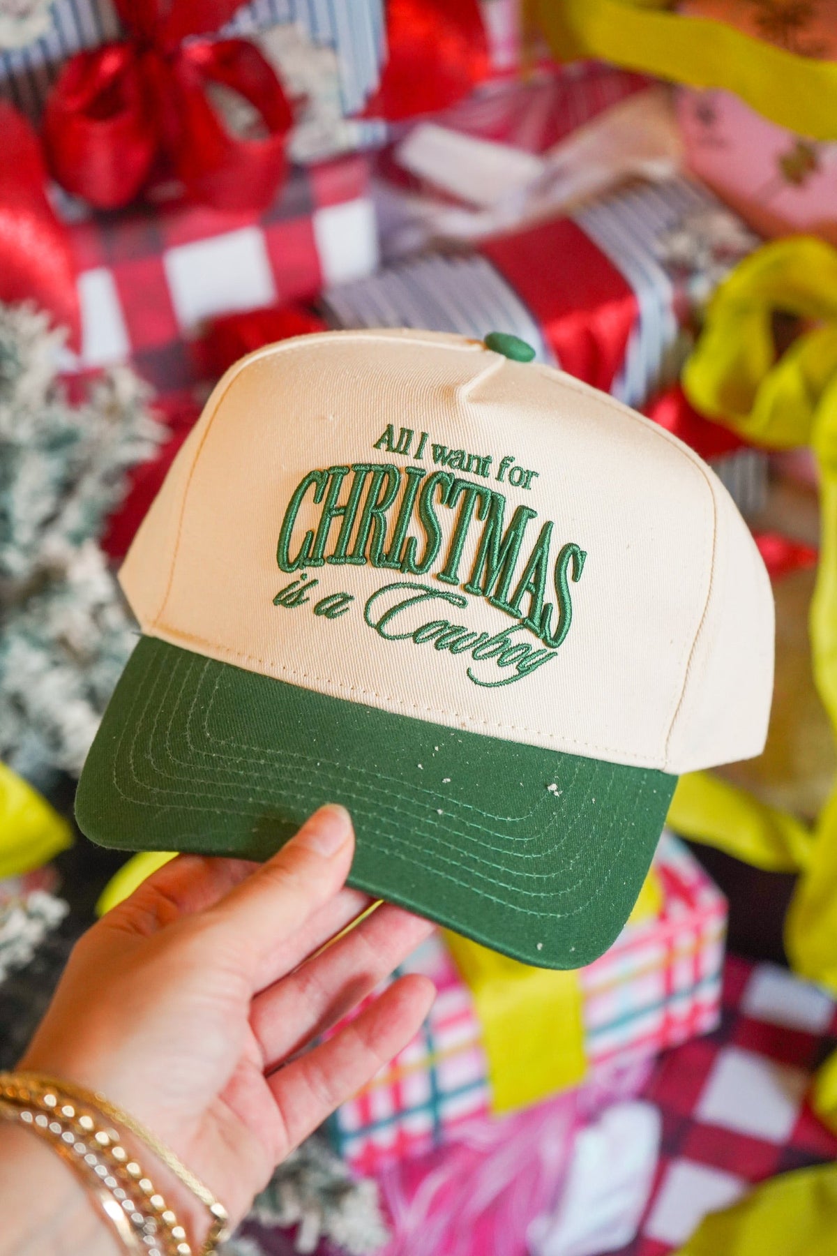 All I want for Christmas is a Cowboy - Green Vintage Trucker Hat