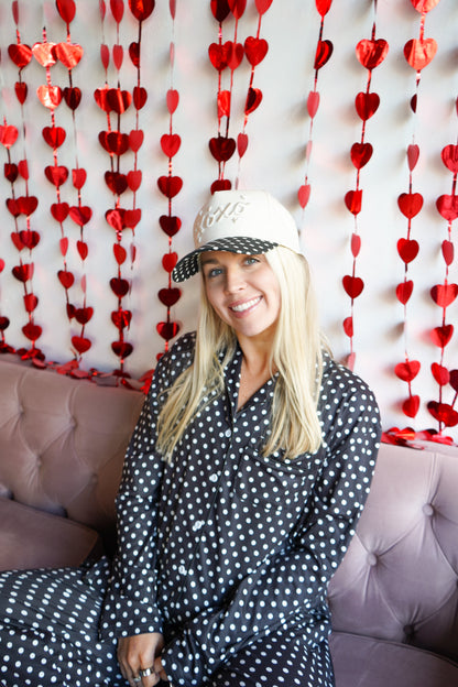 Xoxo - Black Polka Dot Vintage Trucker Hat