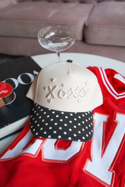 Xoxo - Black Polka Dot Vintage Trucker Hat
