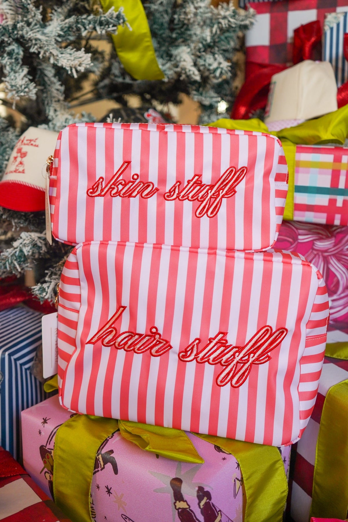 Hair Stuff - Pink & Red Stripes XL Bag