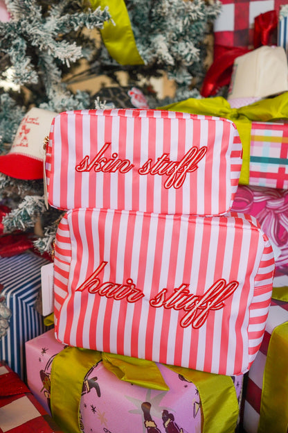 Hair Stuff - Pink & Red Stripes XL Bag