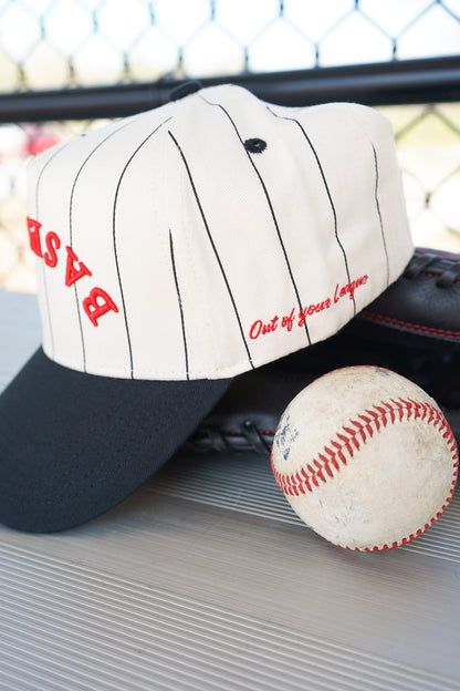 BASEBALL - Red on Black Stripe Vintage Hat