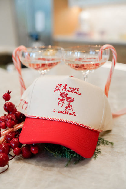 All I Want for Christmas is Cocktails - Red Vintage Trucker Hat