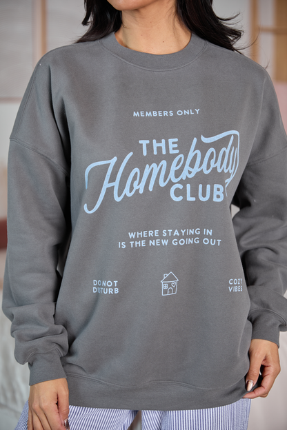 The Homebody Club Dark Grey Oversized Graphic Sweatshirt