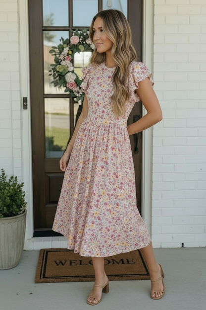 Flutter Into Spring Floral Midi Dress