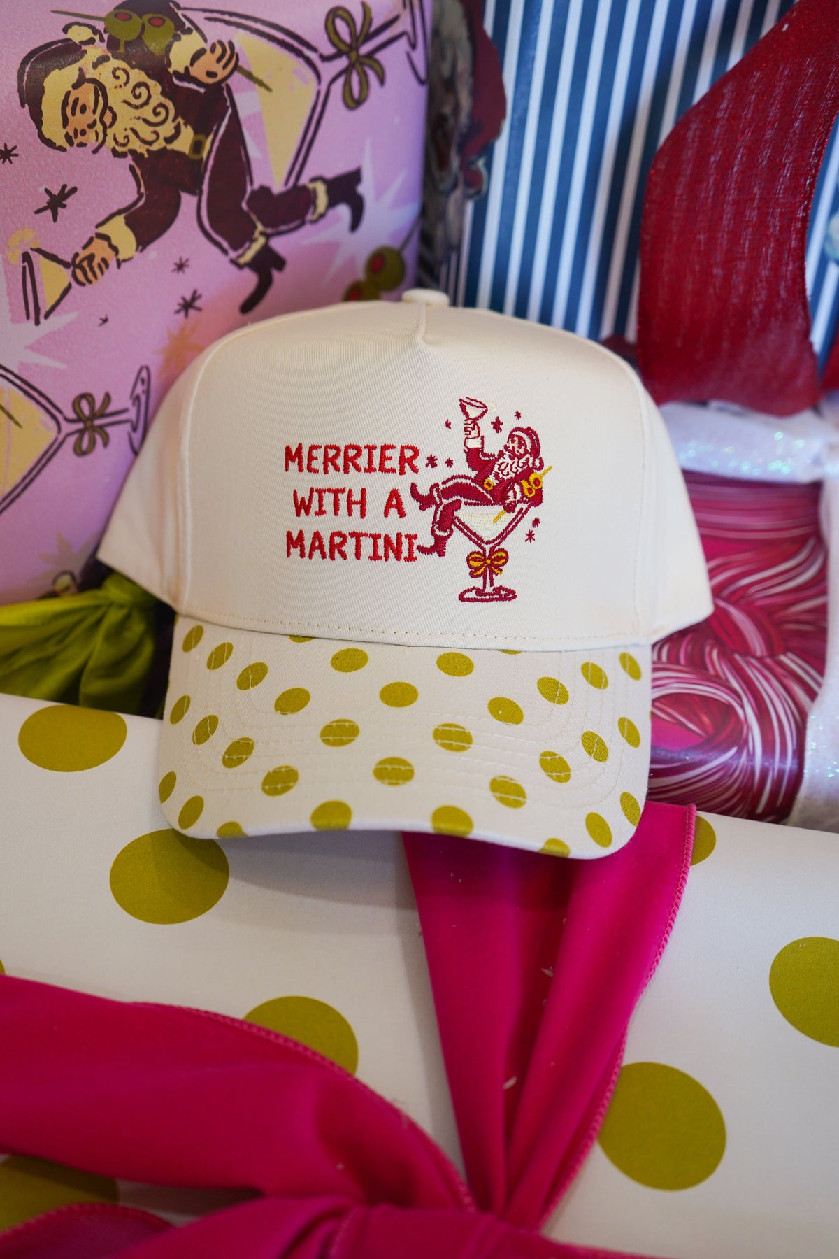 Merrier with Martini - Chartreuse Polka Dot Trucker Hat