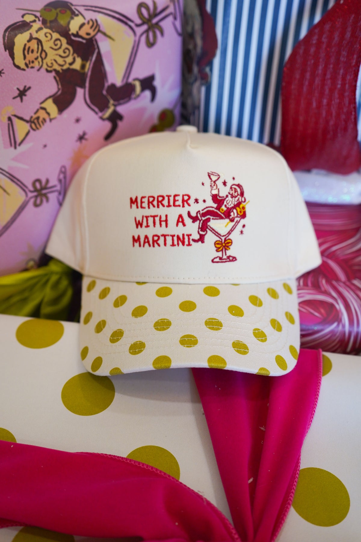 Merrier with Martini - Chartreuse Polka Dot Trucker Hat