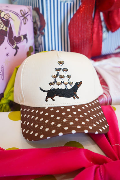 Dachshund Espresso Martini - Brown Polka Dot Trucker Hat
