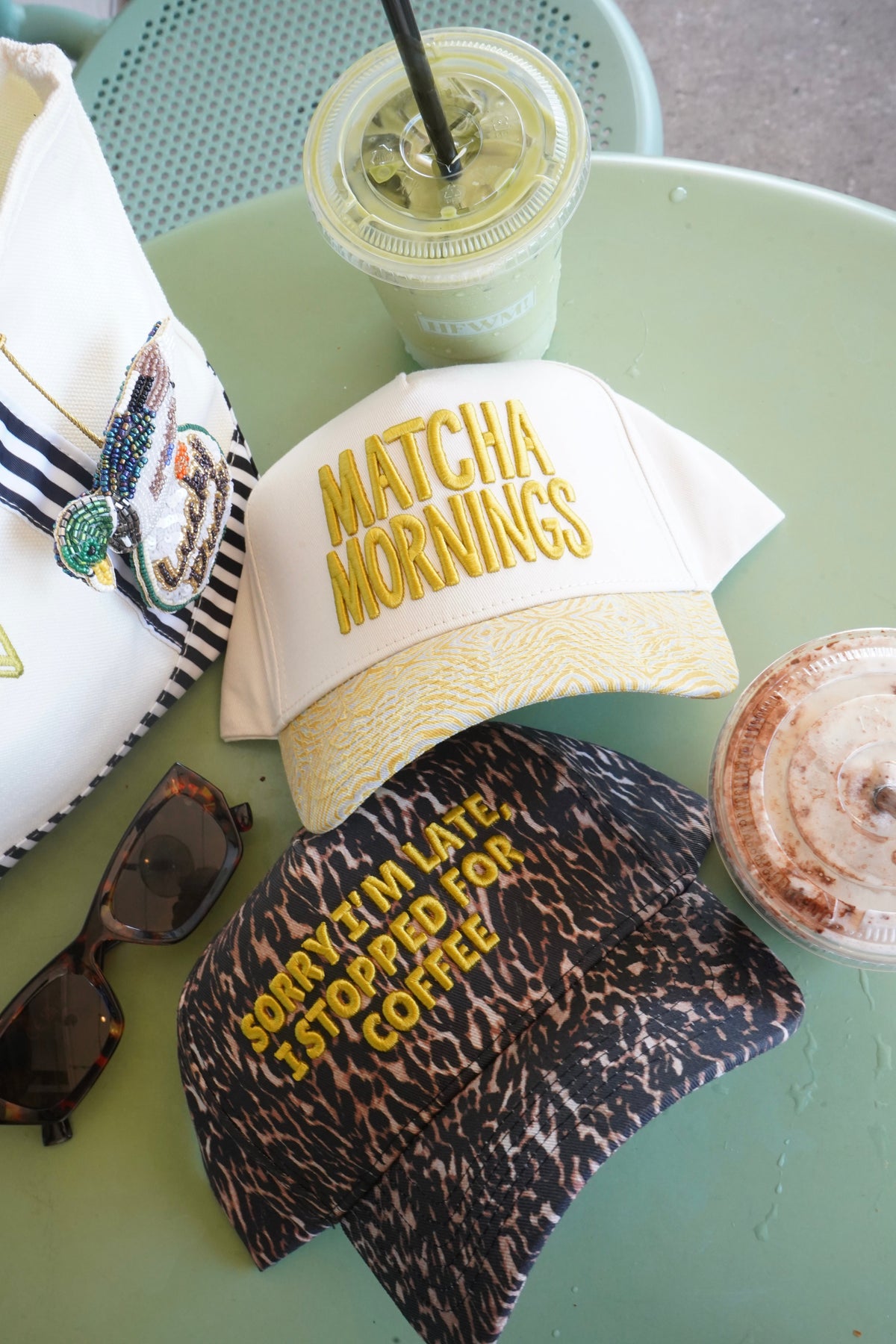 Sorry I'm Late, I Stopped for Coffee - Luxe Leopard Trucker Hat