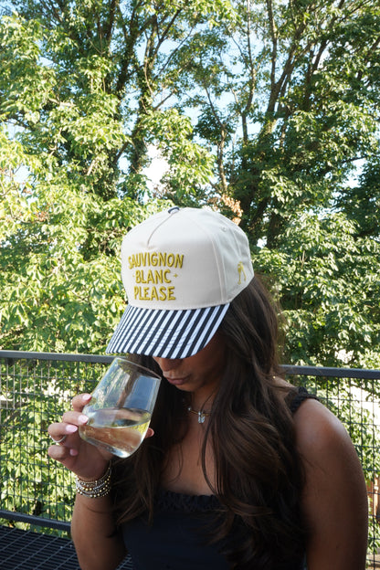 Sauvignon Blanc Please - Black & White Stripe Trucker Hat