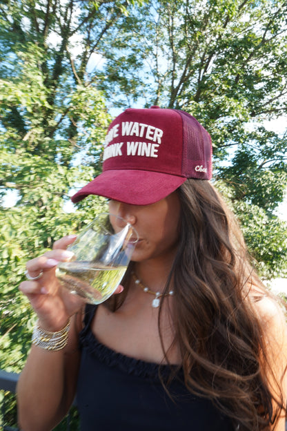 Save Water Drink Wine - Maroon Corduroy Trucker Hat