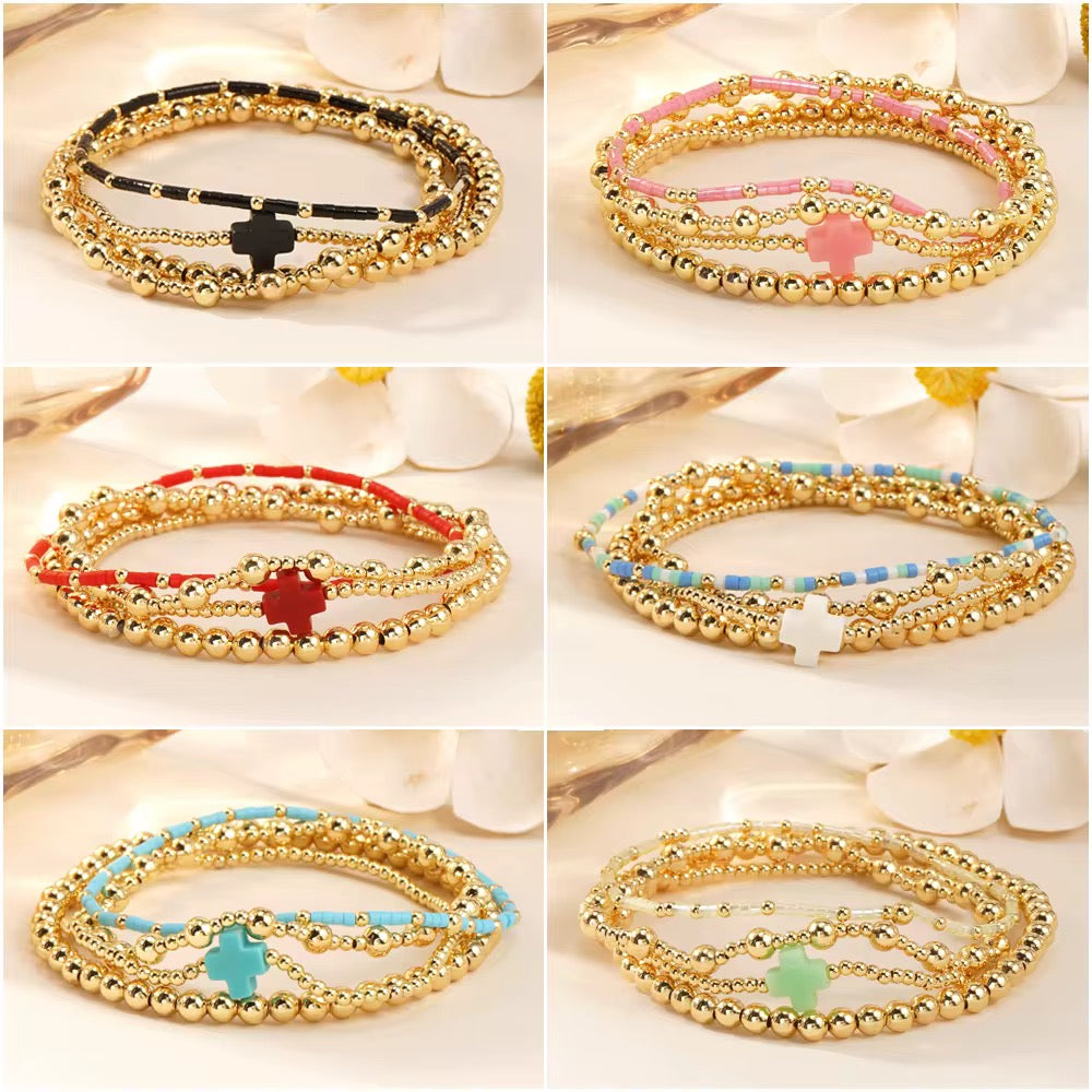 Stackable Cross Bracelet Sets RTS