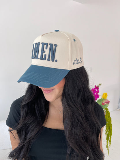 AMEN. - Slate Blue Vintage Trucker Hat