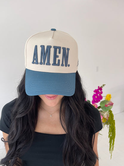 AMEN. - Slate Blue Vintage Trucker Hat