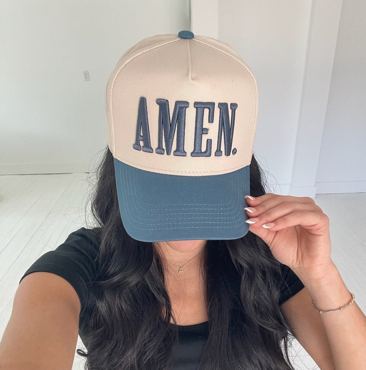 AMEN. - Slate Blue Vintage Trucker Hat