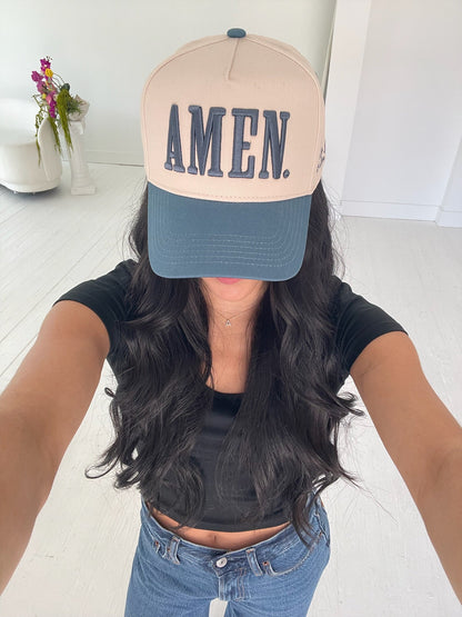 AMEN. - Slate Blue Vintage Trucker Hat