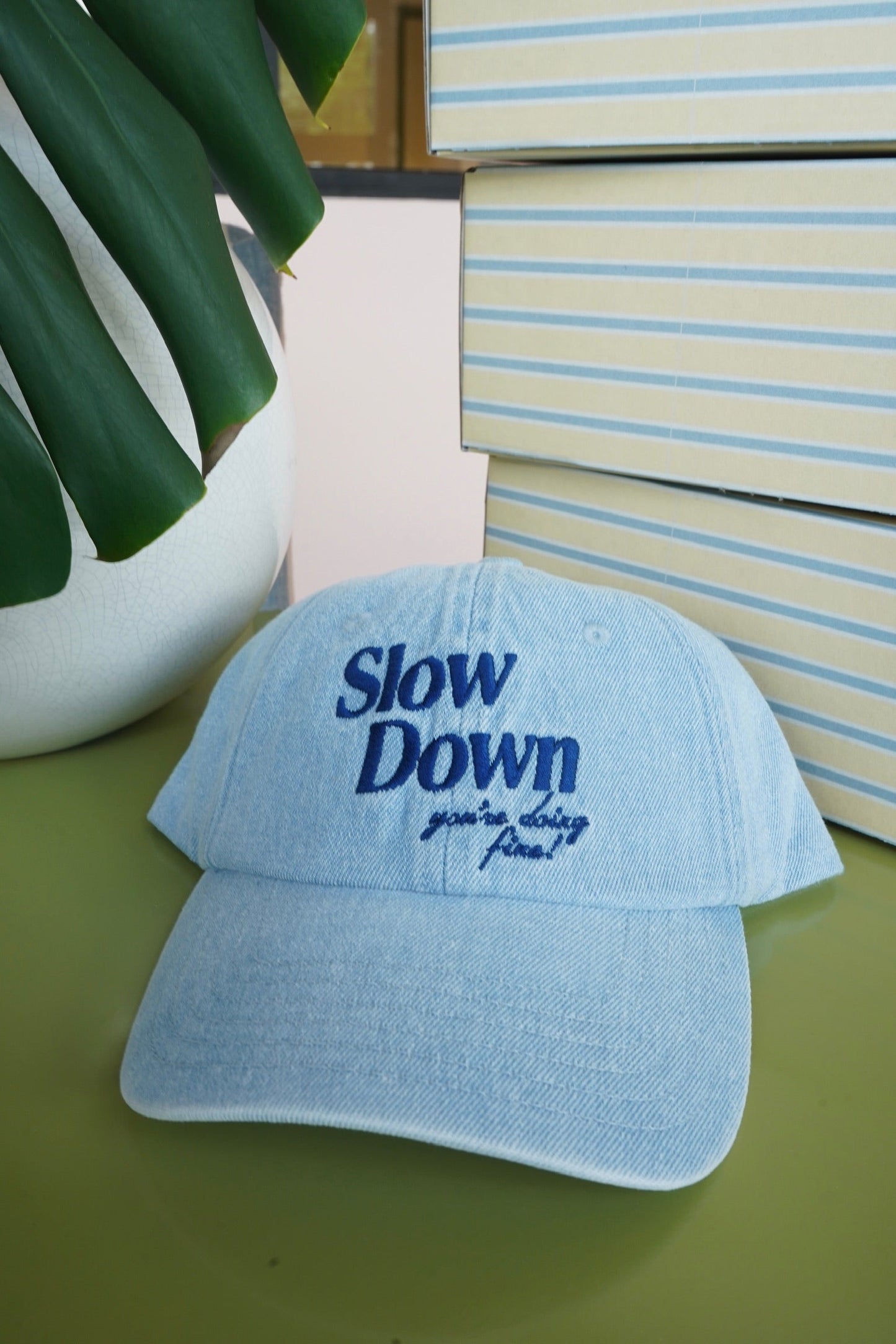 Slow Down You're Doing Fine - Denim Dad Cap