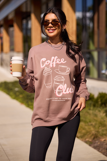 Coffee Club Mocha Oversized Graphic Sweatshirt