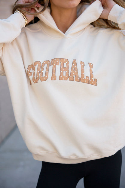 Football Polka Dot Cream Graphic Hoodie