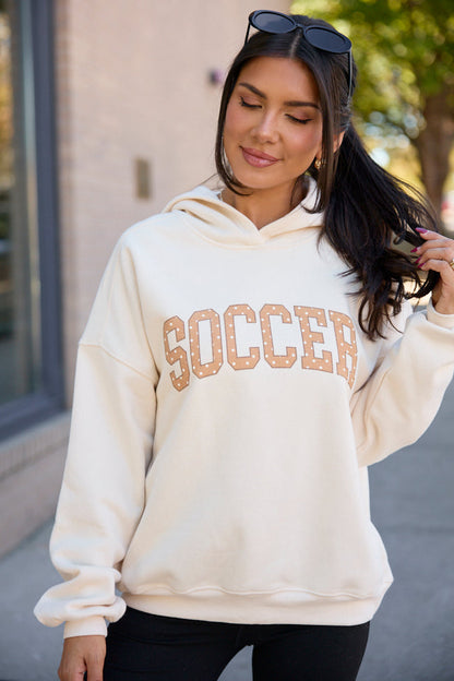 Soccer Polka Dot Cream Graphic Hoodie