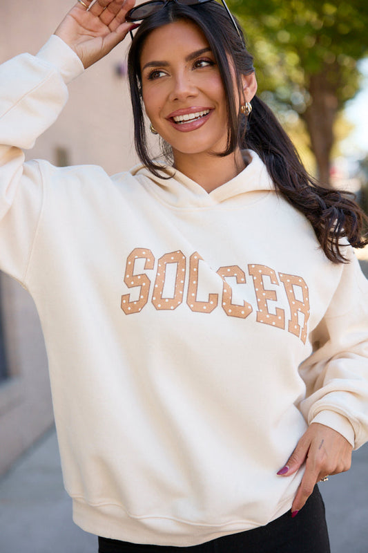 Soccer Polka Dot Cream Graphic Hoodie