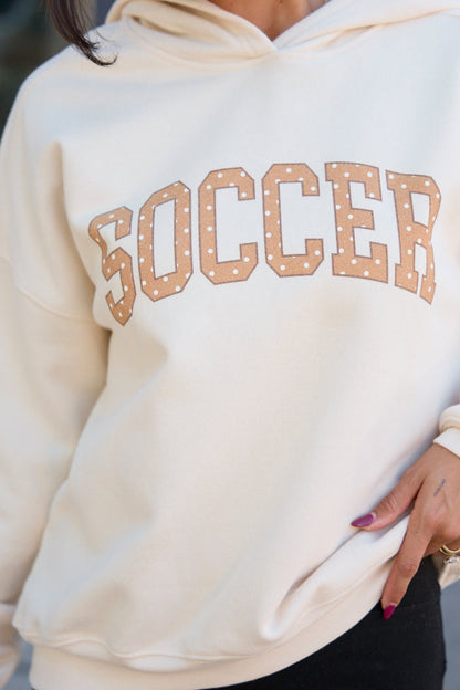 Soccer Polka Dot Cream Graphic Hoodie