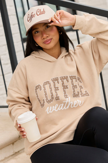 Coffee Weather Polka Dot Taupe Graphic Hoodie