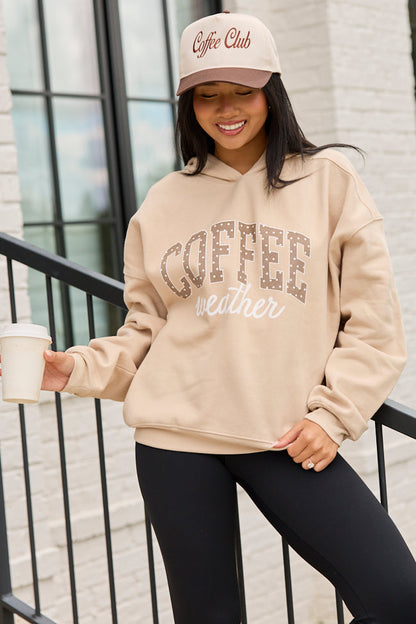 Coffee Weather Polka Dot Taupe Graphic Hoodie